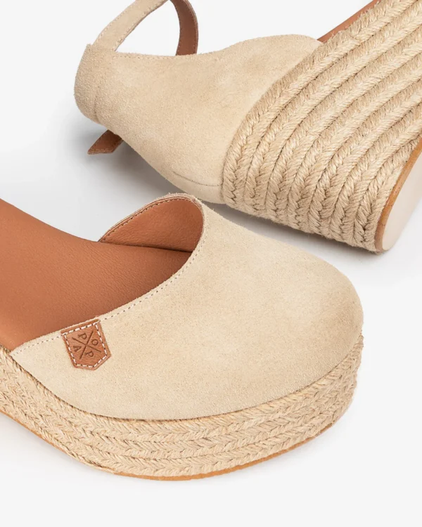 CUÑA BAJA CANTALAR SERRAJE BEIGE CON HEBILLA - Imagen 5