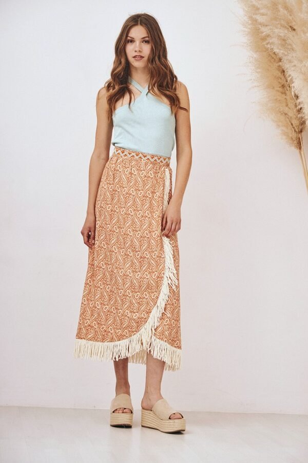 FALDA MIDI PAREO ESTAMPADA - Imagen 3