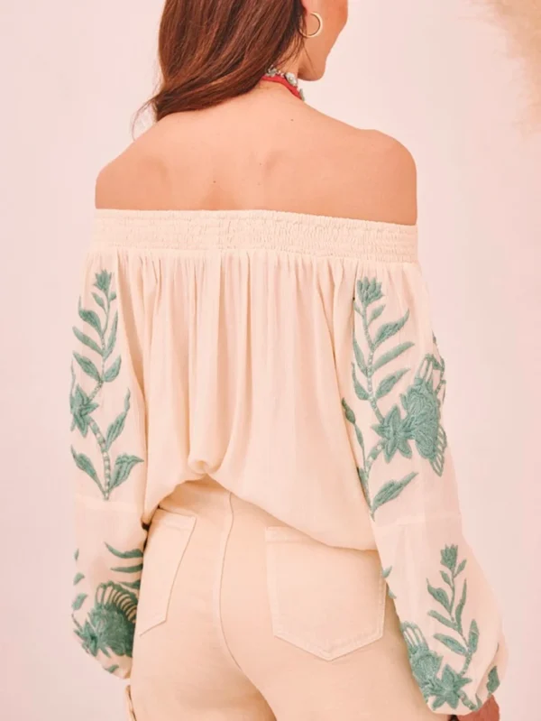 BLUSA FLORES BORDADAS - Imagen 3