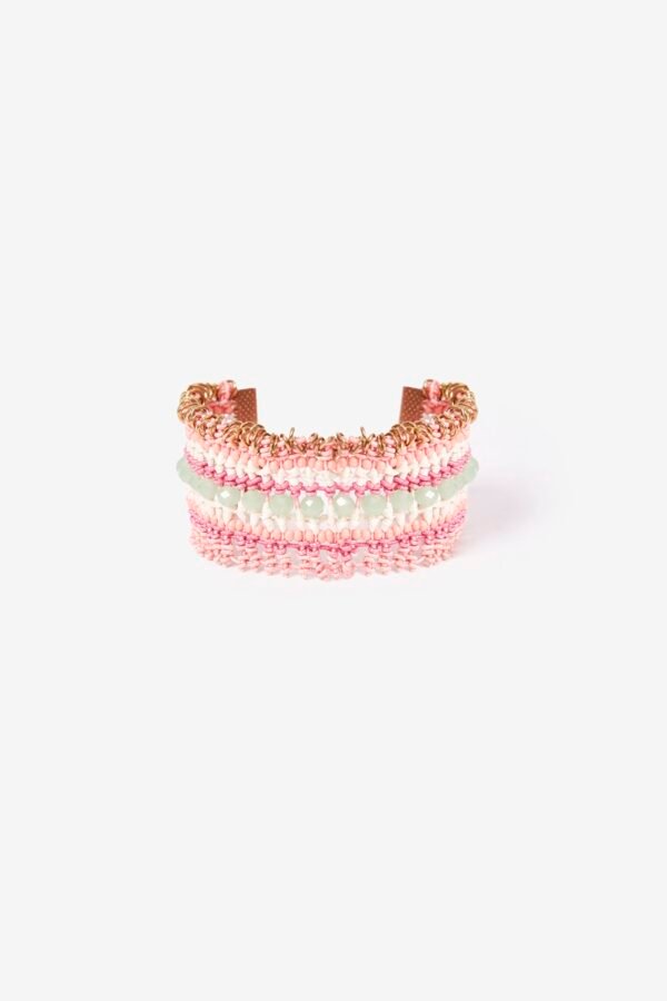 PULSERA ROSA MACRAMÉ Y PEDRERÍA - Imagen 2