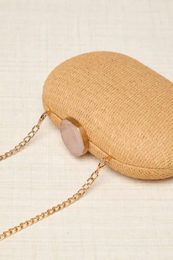 BOLSO CLUTCH OVALADO RAFIA - Imagen 4