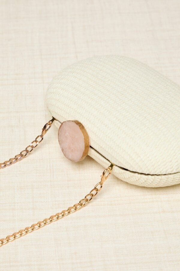 BOLSO CLUTCH OVALADO RAFIA - Imagen 6