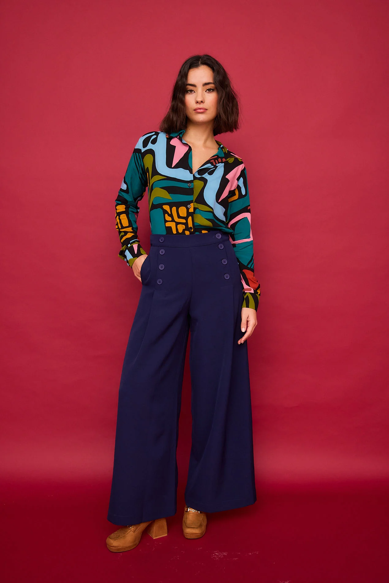 Camisa - Camisa CAMISA CASTAÑA MULTICOLOR - Imagen 2